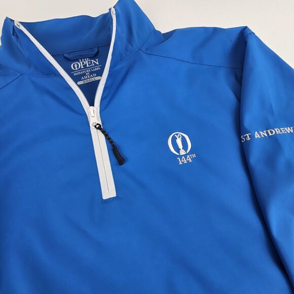 AHEAD Other - The Open 144th St Andrews Golf Pullover Mens Small Ahead Blue 1/4 Zip